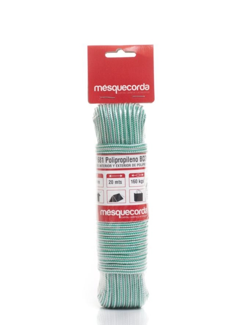 Blíster cuerda polipropileno Blanco-Verde 10metros