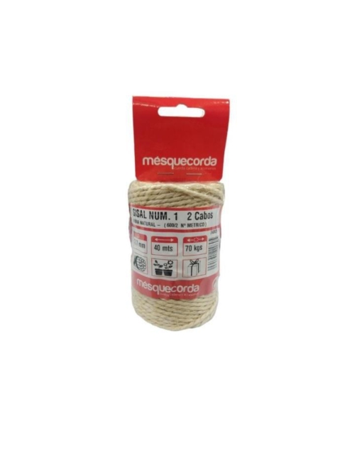 Cuerda sisal 2 cabos bobina 40 metros
