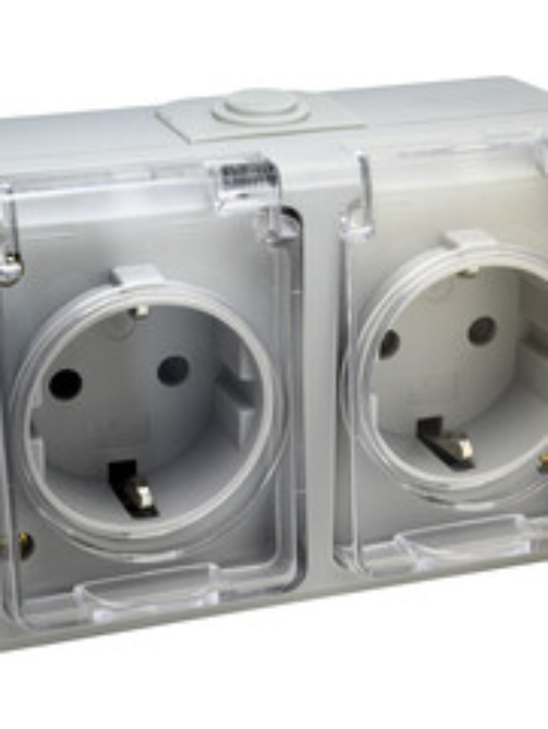 Doble base schuko estanca