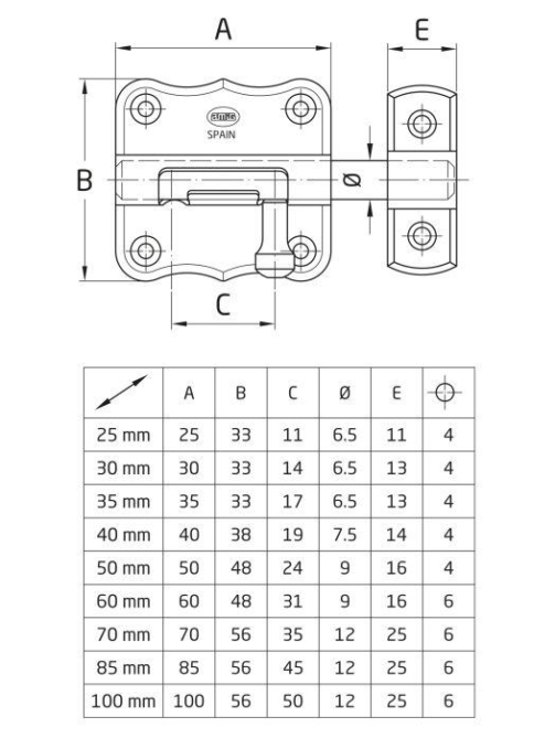 Pasador 384-50 Acero Latonado